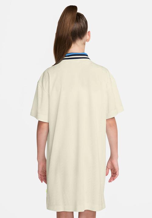 Nike - G Nsw Cln Jersey Ss Dress - Soft Pearl/Midnight Navy/Midnight Navy