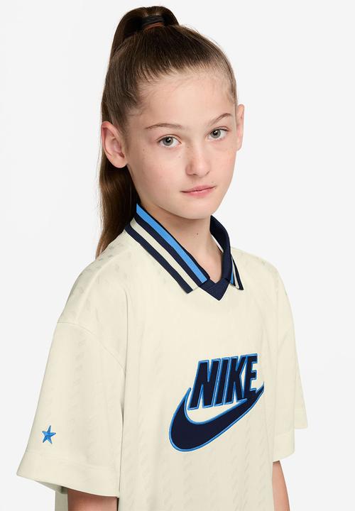 Nike - G Nsw Cln Jersey Ss Dress - Soft Pearl/Midnight Navy/Midnight Navy