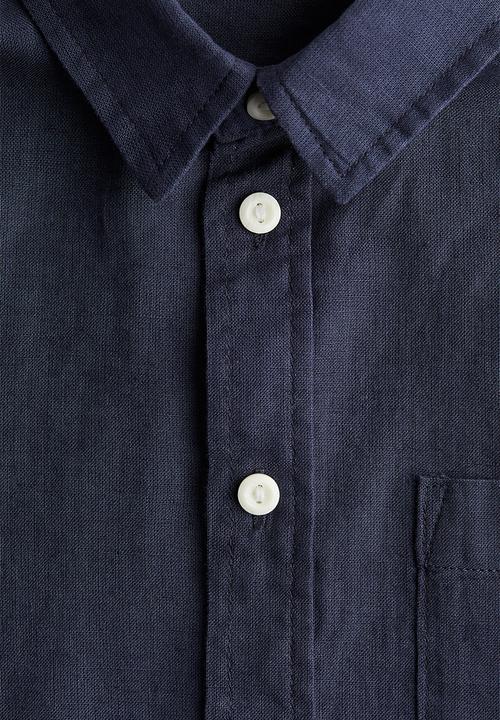 H&M - Linen-blend shirt - navy blue 