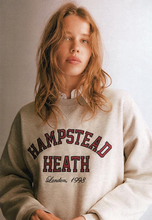 H&M - Text-motif sweatshirt -  light beige/hampstead heath