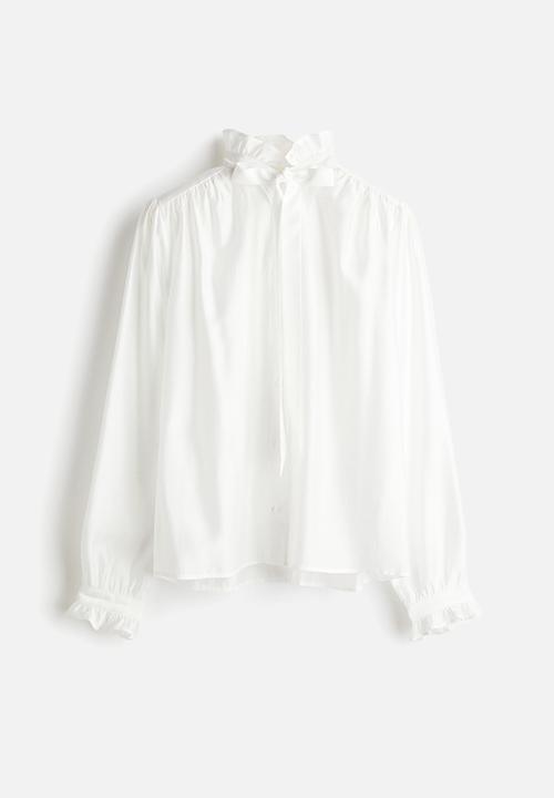 H&M - Bow-collar blouse - white