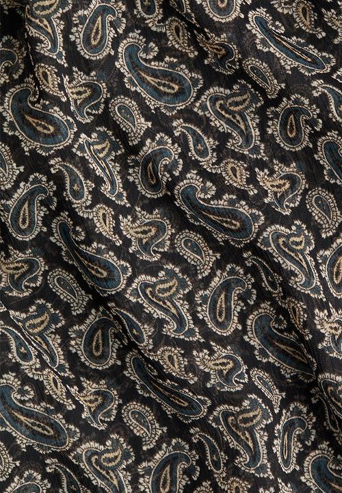H&M - Tie-neck chiffon blouse - navy blue/paisley pattern