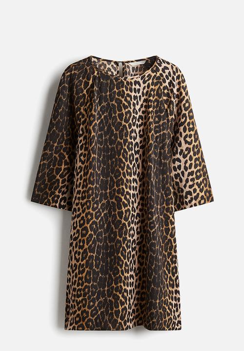 H&M - A-line dress - beige leopard print
