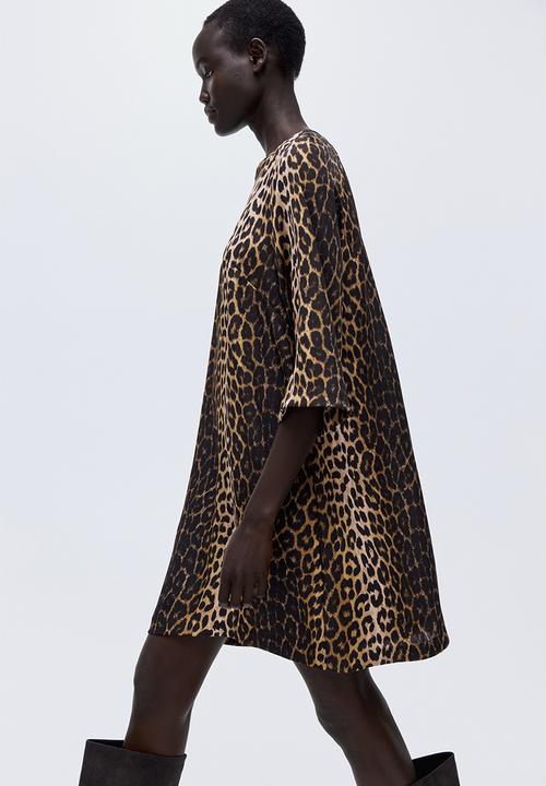 H&M - A-line dress - beige leopard print