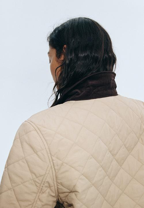 H&M - Quilted corduroy-collar jacket - beige