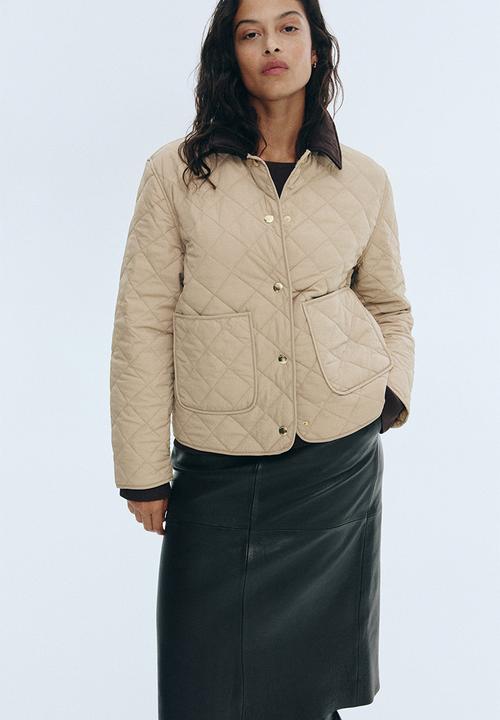 H&M - Quilted corduroy-collar jacket - beige