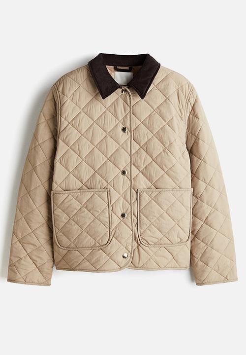 H&M - Quilted corduroy-collar jacket - beige