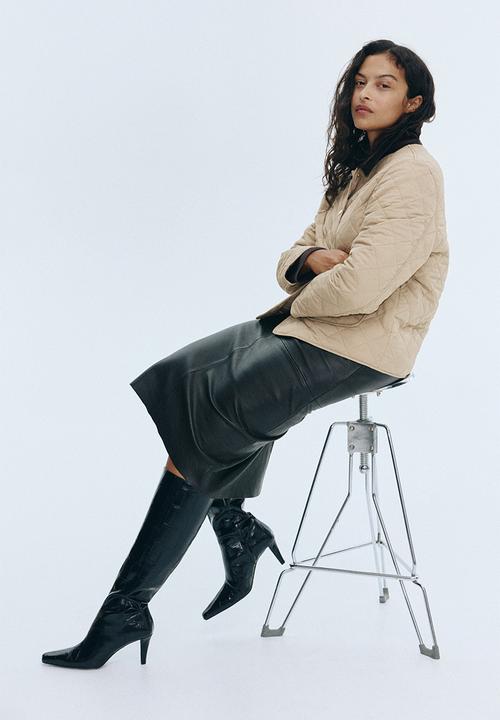 H&M - Quilted corduroy-collar jacket - beige