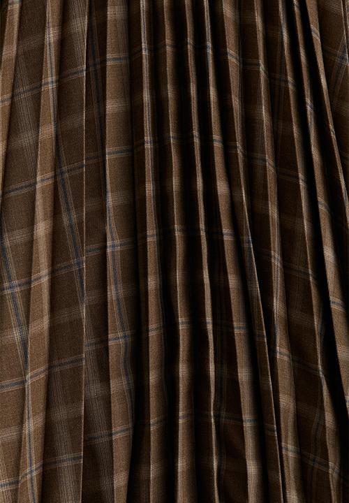 H&M - Pleated circular skirt - dark beige checked