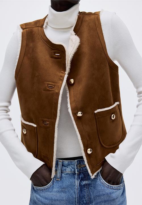 H&M - Pile-lined gilet - brown