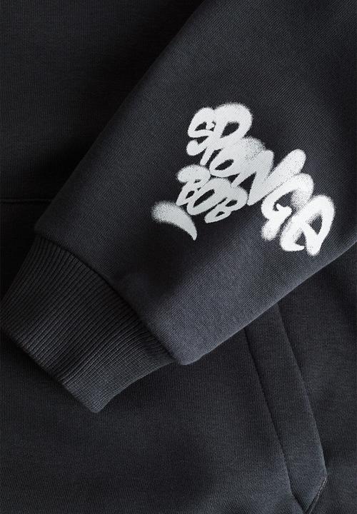 H&M - Printed hoodie - dark grey/spongebob 