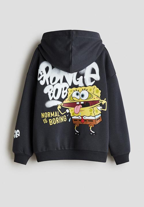 H&M - Printed hoodie - dark grey/spongebob 
