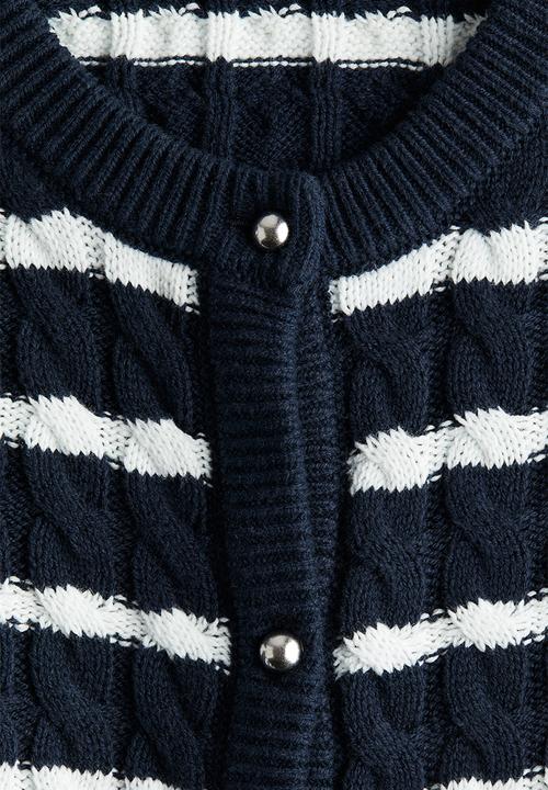 H&M - Textured-knit cardigan - navy blue/striped