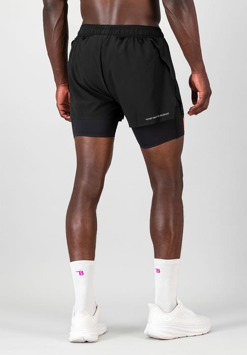 Burnt  - Sprintracer men's 2-in-1 pro short - black