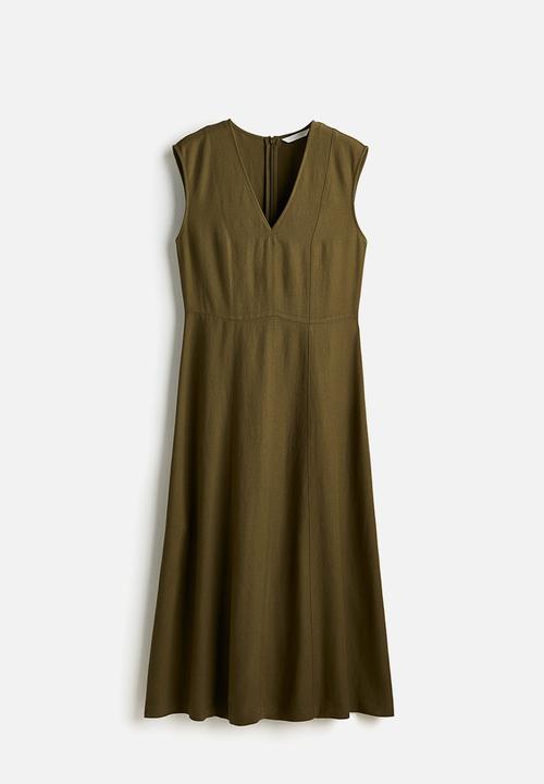 H&M - Sleeveless midi dress - khaki green