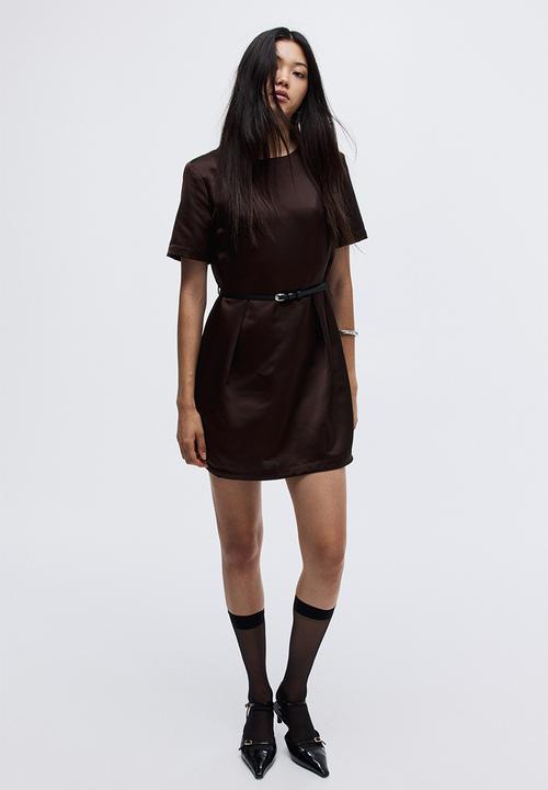 H&M - Belted shift dress - dark brown