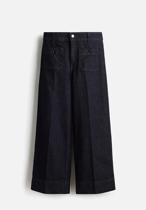 H&M - Wide high ankle jeans - dark denim blue