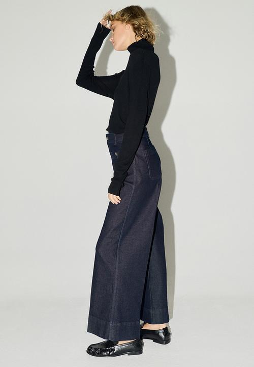 H&M - Wide high ankle jeans - dark denim blue
