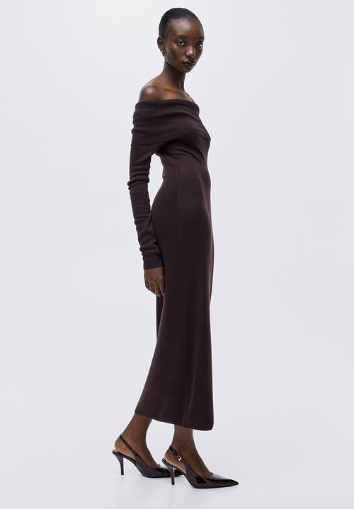 H&M - Off-the-shoulder dress - dark brown
