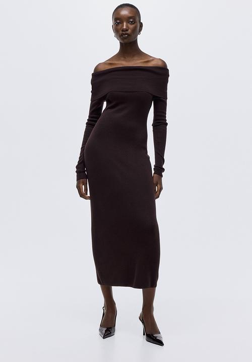 H&M - Off-the-shoulder dress - dark brown