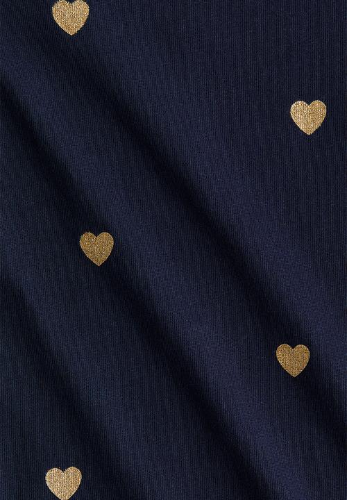 H&M - Printed flutter-sleeved top -  navy blue/hearts