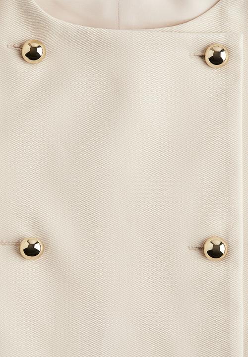 H&M - Puff-sleeved twill jacket - cream 