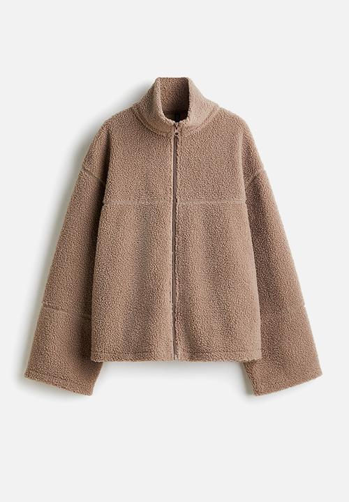 H&M - Zip-through teddy sweatshirt - dark mole