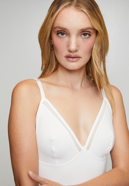 Easy Curves Shapewear - Mesh brief bodysuit shaper - white