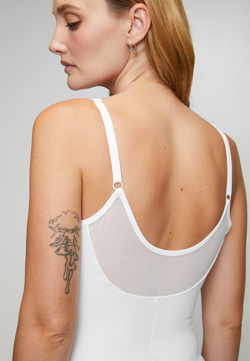 Easy Curves Shapewear - Mesh brief bodysuit shaper - white