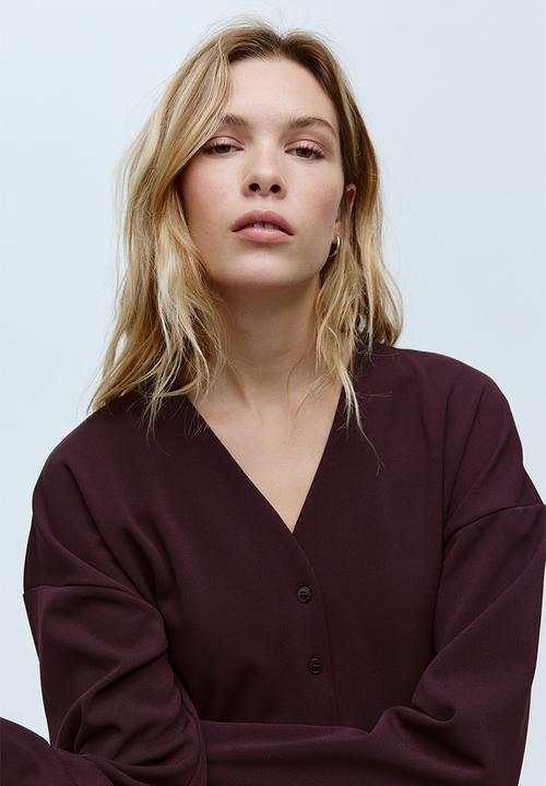 H&M - Button-front top - burgundy