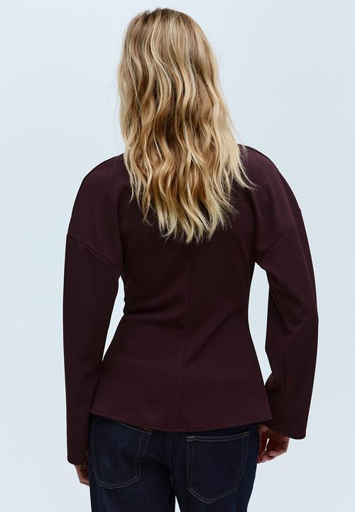 H&M - Button-front top - burgundy