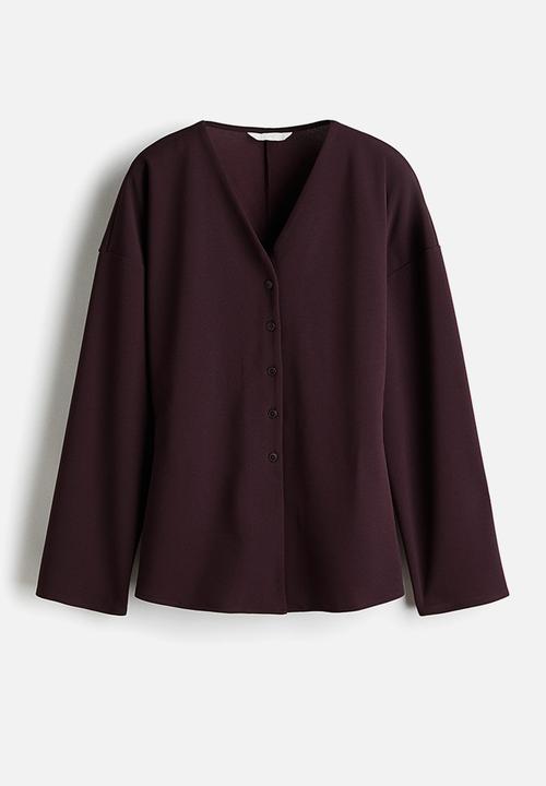 H&M - Button-front top - burgundy