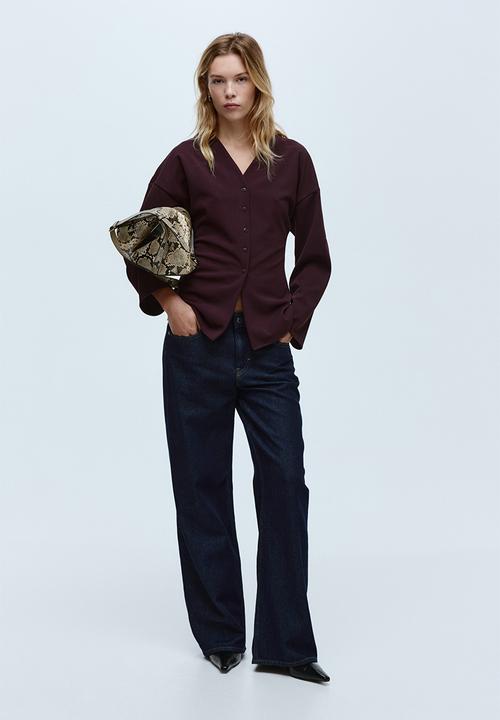 H&M - Button-front top - burgundy