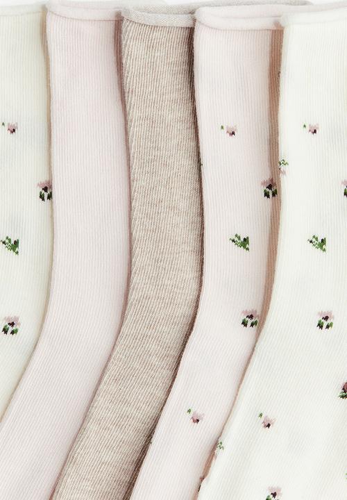 H&M - 5 pack socks - white floral