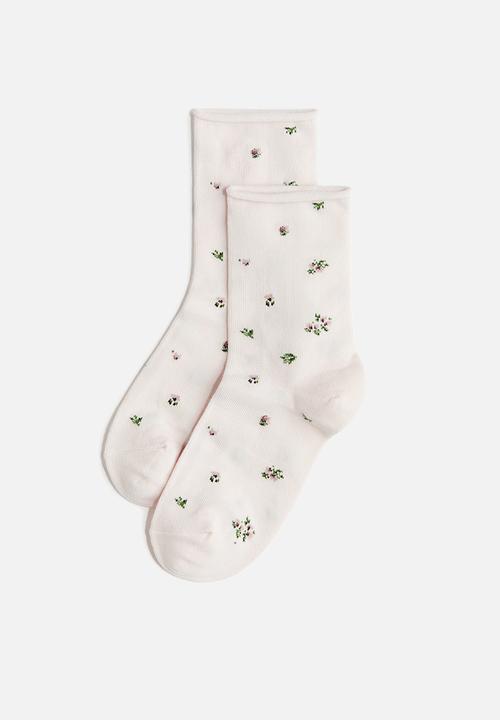 H&M - 5 pack socks - white floral