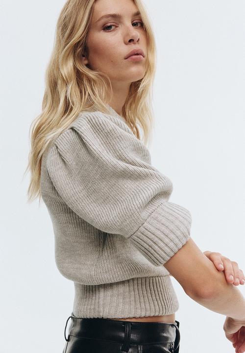 Rib-knit top - greige - 1321527001