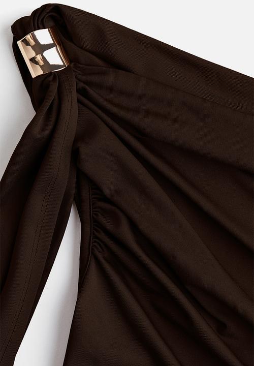H&M - Draped cold-shoulder top - brown