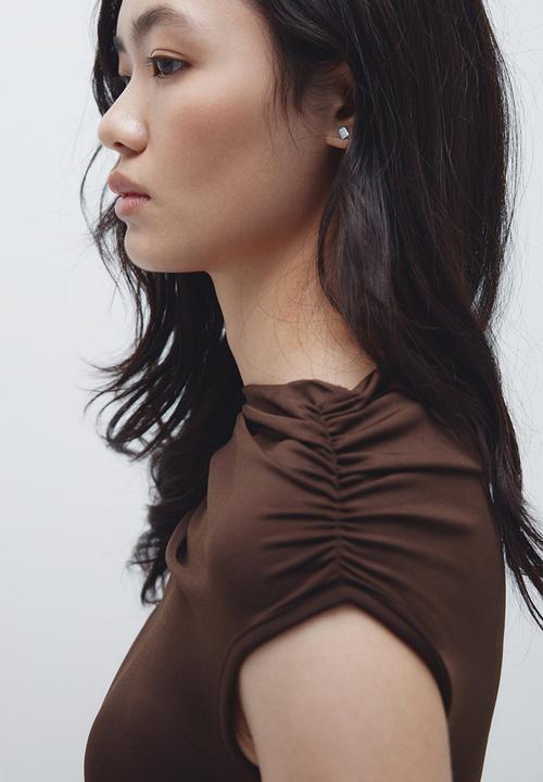 H&M - Draped cold-shoulder top - dark brown