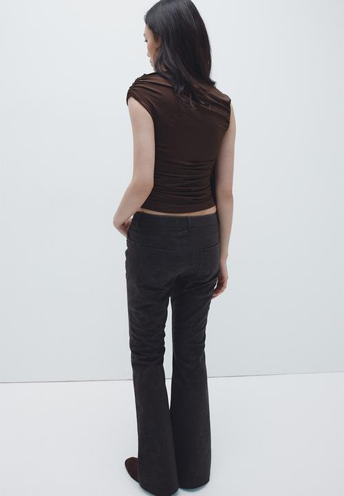 H&M - Draped cold-shoulder top - dark brown