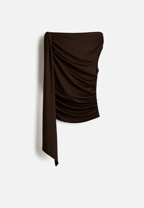 H&M - Draped cold-shoulder top - dark brown