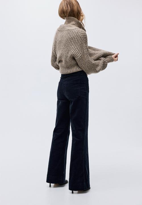 H&M - Flared corduroy trousers - navy blue