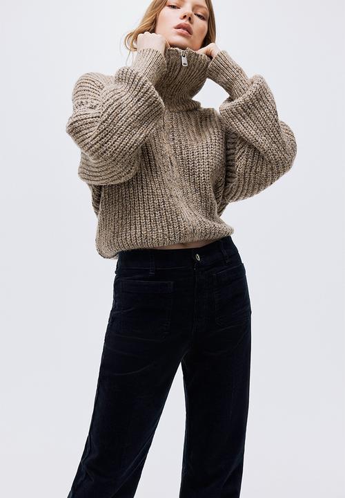 H&M - Flared corduroy trousers - navy blue