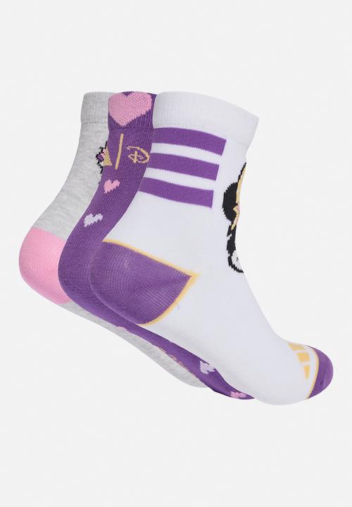 adidas Performance - Disney Minnie Mouse 3 Pack - White/Active Purple/Light Grey Heather