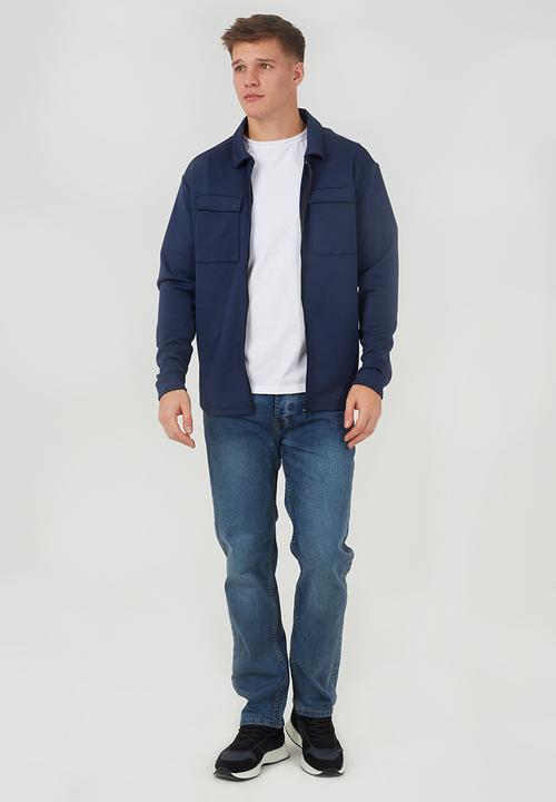Brave Soul - Straight Fit Denim Jeans - Mid Blue Regular Length
