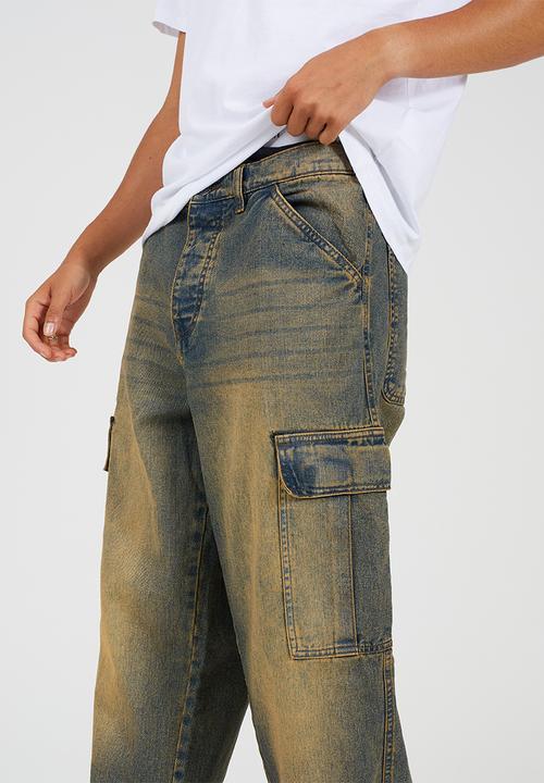 Brave Soul - Cargo Extreme Wide Leg Denim Jean - Vintage Rust Regular Length