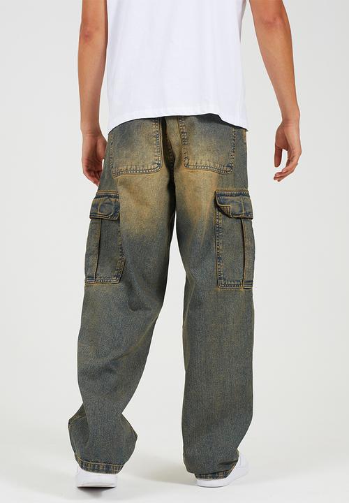 Brave Soul - Cargo Extreme Wide Leg Denim Jean - Vintage Rust Regular Length