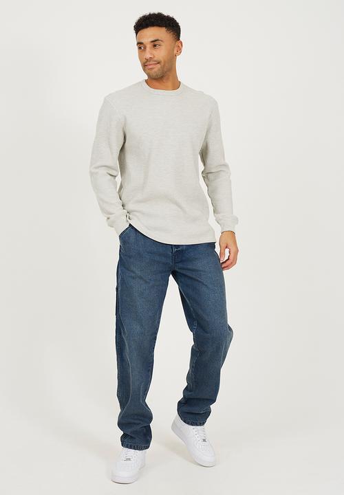 Brave Soul - Wide Leg Denim Jean - Mid Blue Long Length