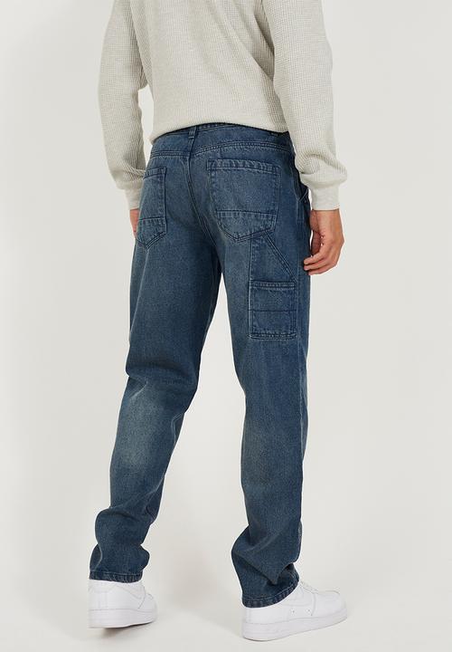 Brave Soul - Wide Leg Denim Jean - Mid Blue Long Length