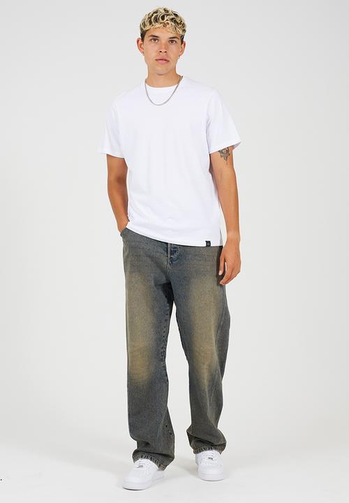 Brave Soul - Wide Leg Denim Jean - Mid Blue Vintage Wash Long Length