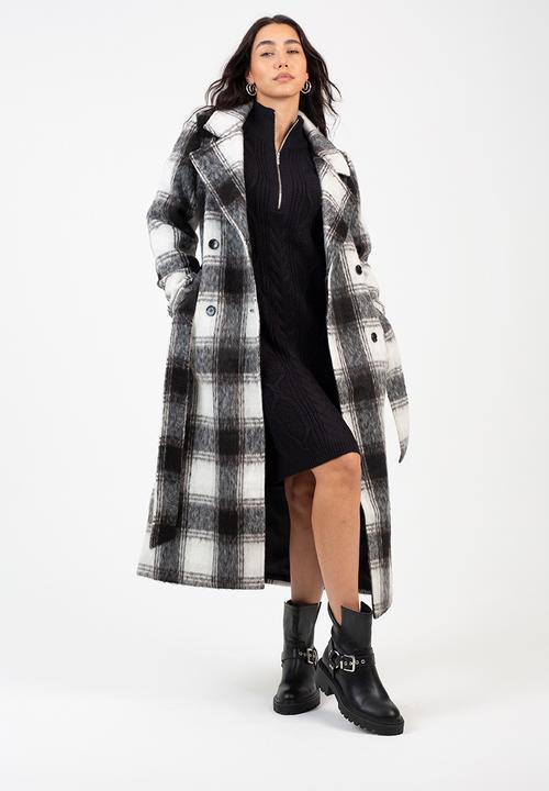 Brave Soul - Half Zip Neck All Over Cable Dress - Black